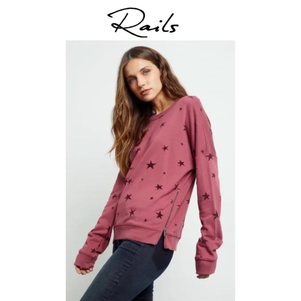 Rails Marlo Side Zip Stars Sweatshirt